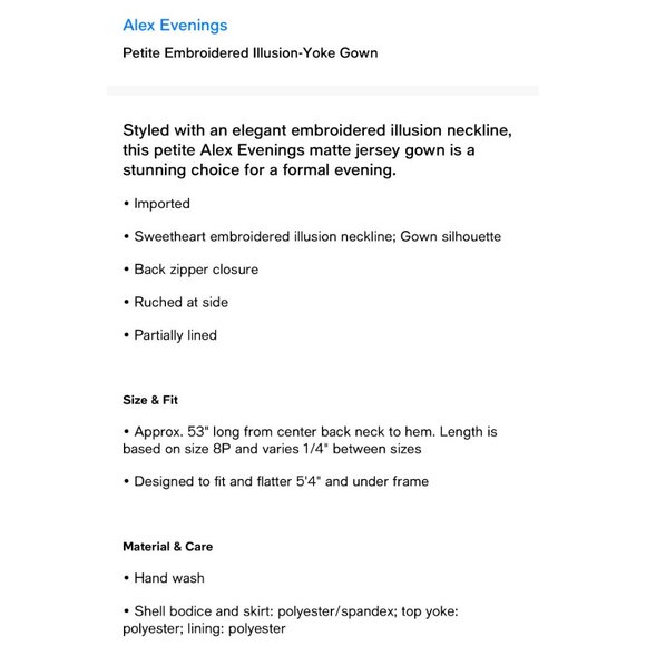 Alex Evenings Dress Navy Blue Gold 16 Long Ruffle Wedding Cruise Formal NEW - Picture 7 of 11